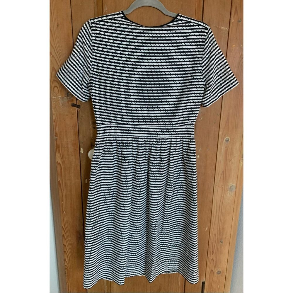 Burberry Brit black and white striped shirt sleeve textured shift dress NWT